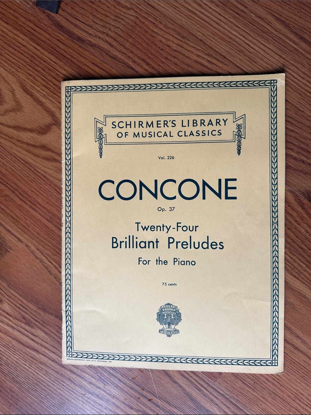Schirmer Concone Twenty-Four Brilliant Preludes - Yellow Cover